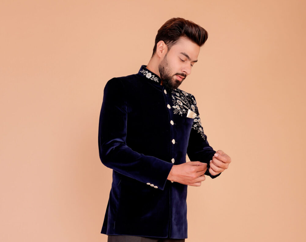 Regal Zari Velvet Bandhgala Suit - Image 8