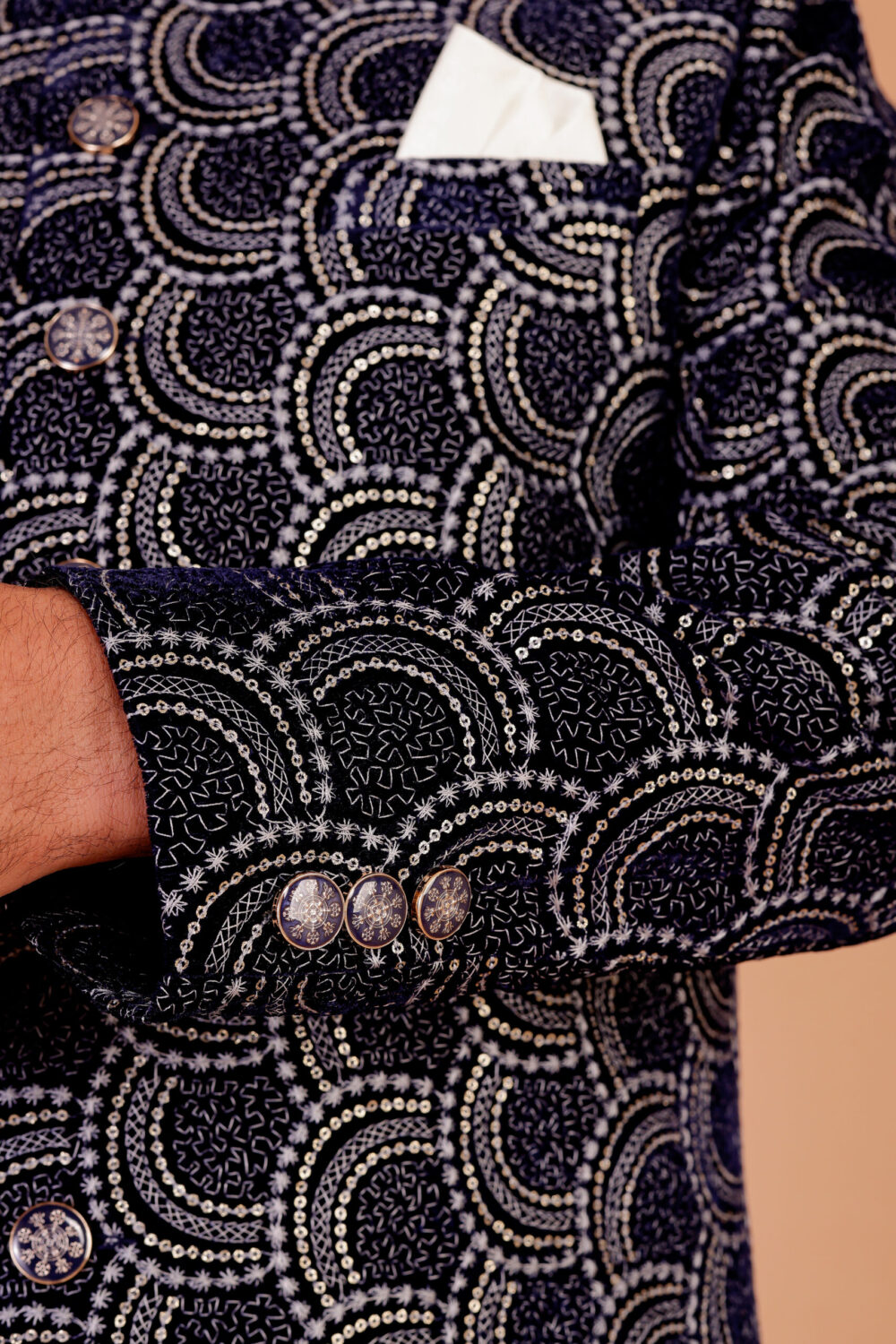 Handcrafted Blue Achkan by Blue Style Sherwani - Image 5