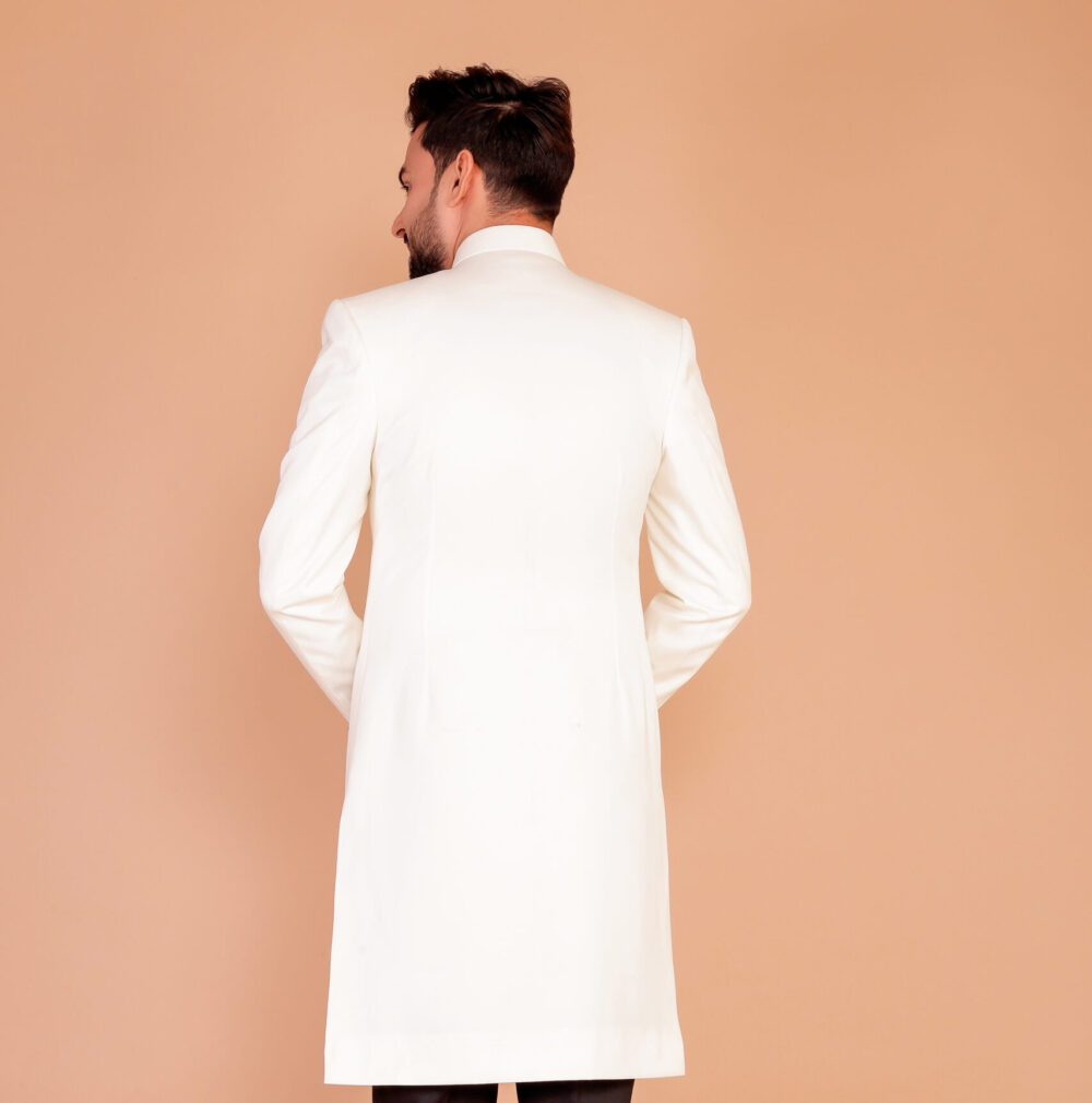 Elegant White Wedding Sherwani for Men's - Image 4